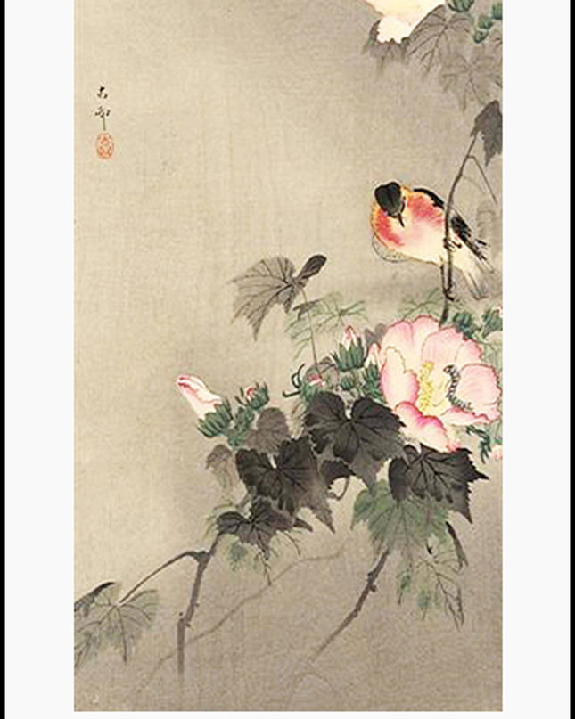 Ohara Koson - Stonechat on Blossoming Flower Poster