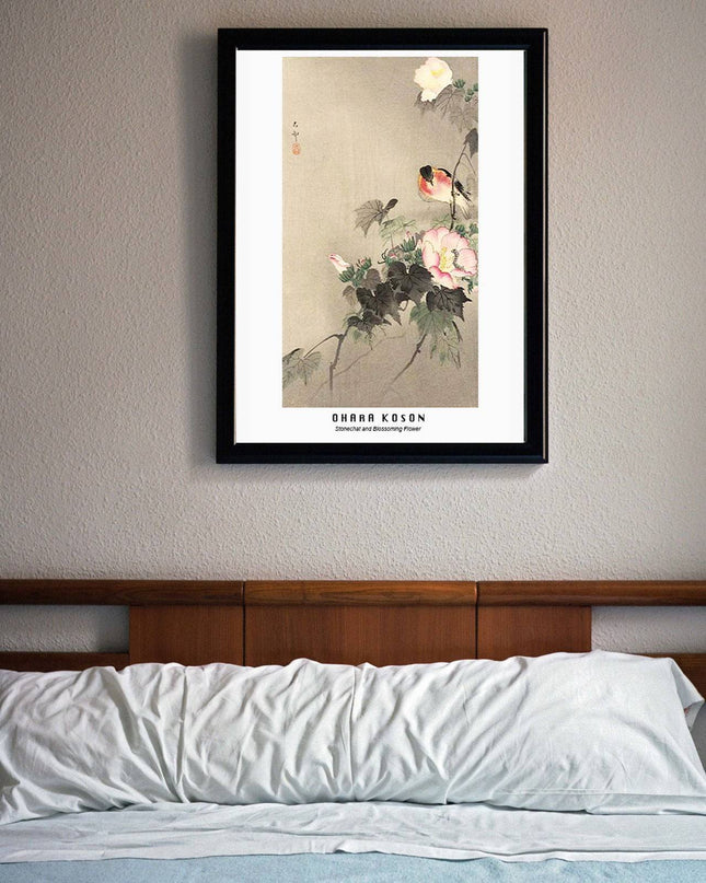 Ohara Koson - Stonechat on Blossoming Flower Poster