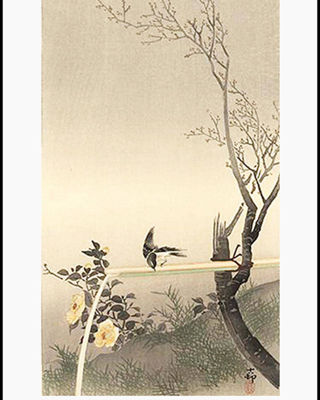 Ohara Koson - Stonechat on a Thin Stalk Poster