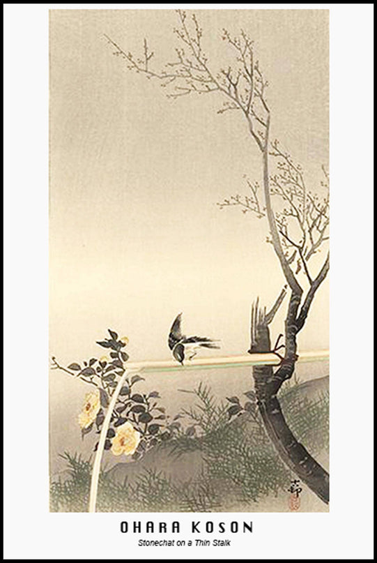 Ohara Koson - Stonechat on a Thin Stalk Poster
