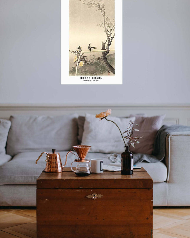 Ohara Koson - Stonechat on a Thin Stalk Poster
