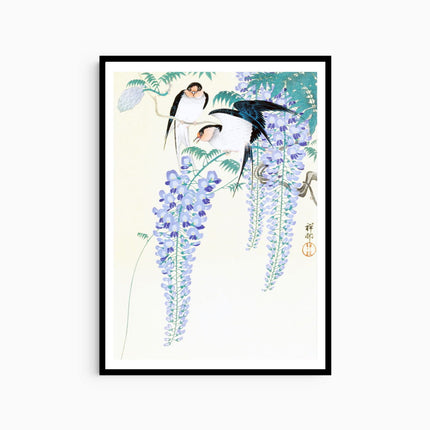 Ohara Koson - Swallows and Wisteria