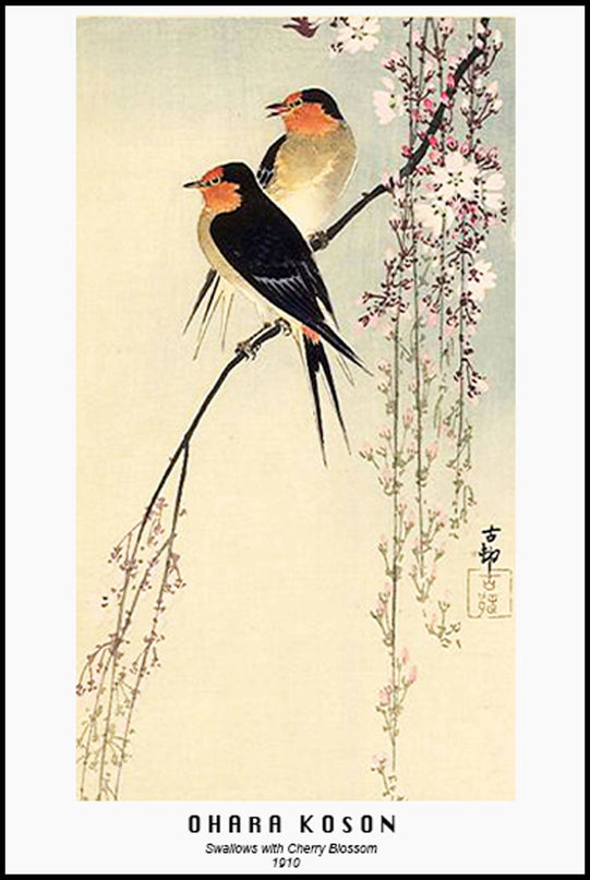 Ohara Koson - Swallows with Cherry Blossom Poster