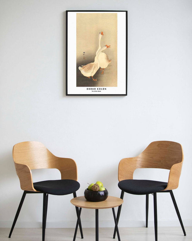 Ohara Koson - Two White Geese Poster