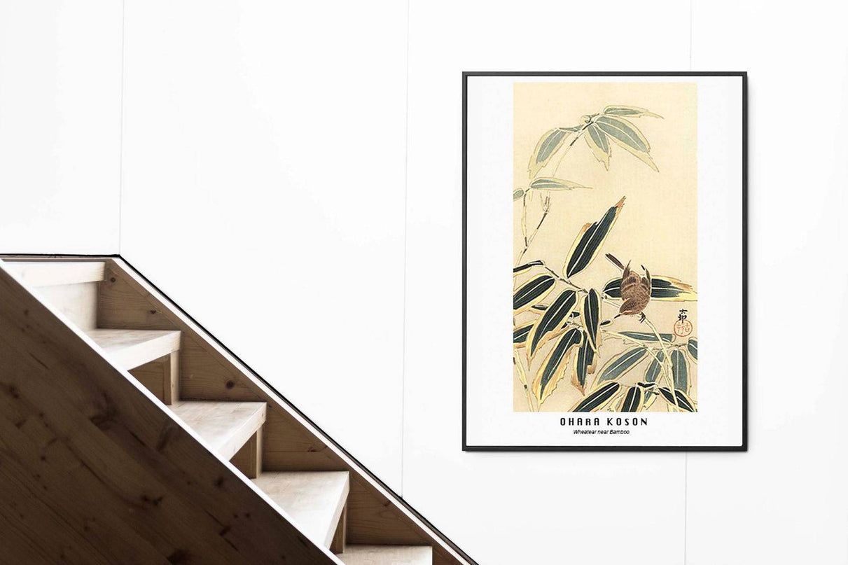 Ohara Koson - Wheatear near Bamboo Poster
