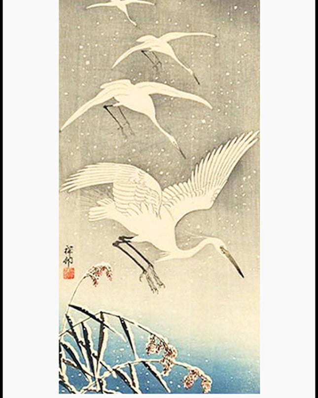 Ohara Koson - White Birds in Snow Poster