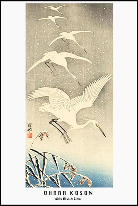 Ohara Koson - White Birds in Snow Poster