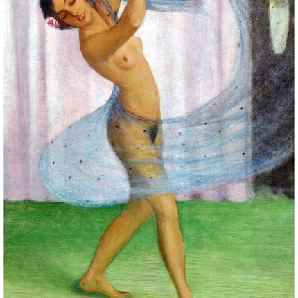 Otto Mueller - Dancer with veil, watched by a man