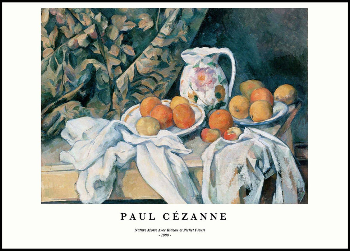 Paul Cézanne - Nature Morte avec Rideau et Pichet Fleuri Poster