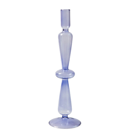Floriddle Taper Candle Holders Glass Candlesticks for Home Wedding Table Decoration Glass Vase Table Bookshelf Candles Stand Lilac One Ring