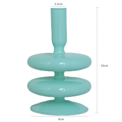 Floriddle Taper Candle Holders Glass Candlesticks for Home Wedding Table Decoration Glass Vase Table Bookshelf Candles Stand Jade 2tier