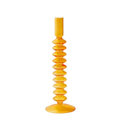 Floriddle Taper Candle Holders Glass Candlesticks for Home Wedding Table Decoration Glass Vase Table Bookshelf Candles Stand Orange String