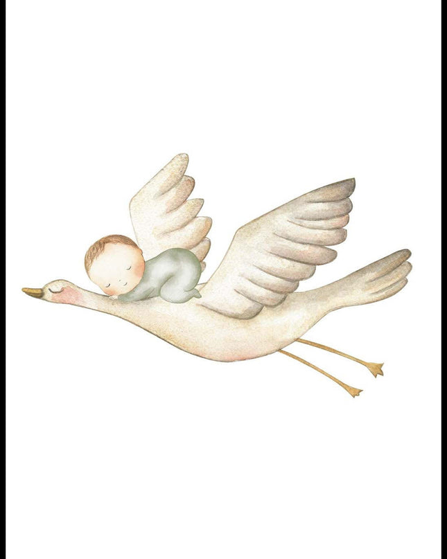 Sleeping Newborn with a Stork