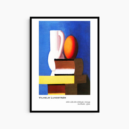 Vilhem Lundstrom - Still Life with White Jar, Orange and Book Poster