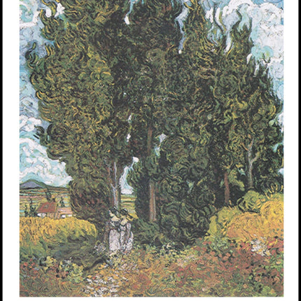 Vincent Van Gogh - Cypresses with Two Female Figures Poster