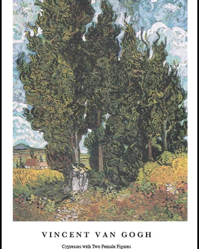 Vincent Van Gogh - Cypresses with Two Female Figures Poster