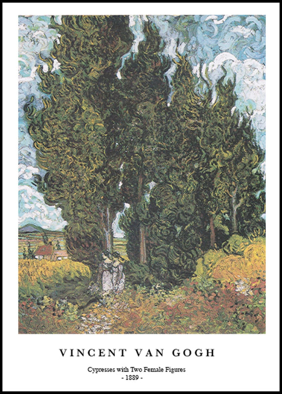 Vincent Van Gogh - Cypresses with Two Female Figures Poster