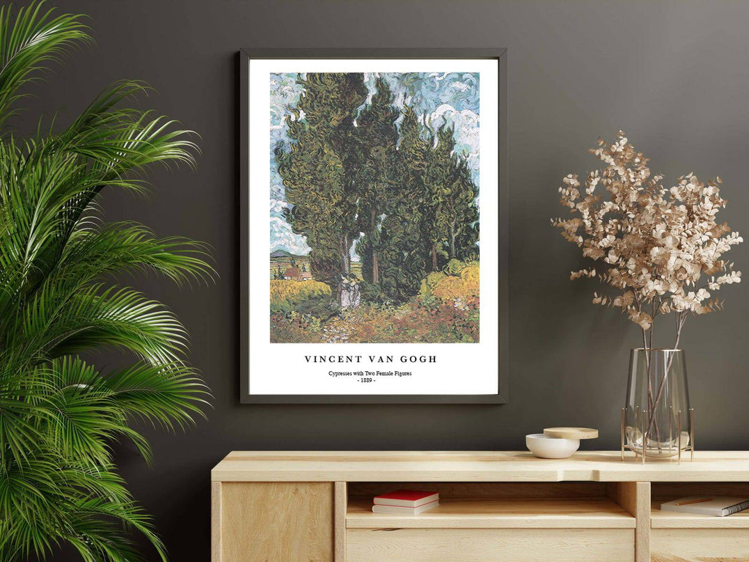 Vincent Van Gogh - Cypresses with Two Female Figures Poster