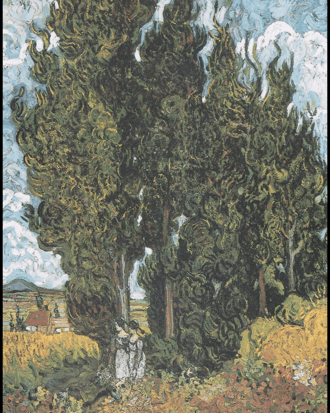 Vincent Van Gogh - Cypresses with Two Figures