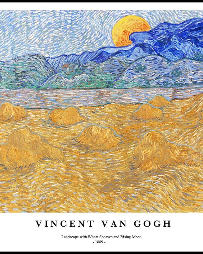 Vincent Van Gogh - Landscape with Wheat Sheaves and Rising Moon Poster