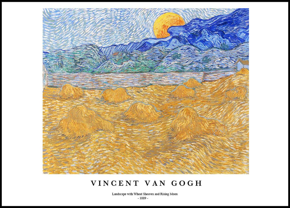 Vincent Van Gogh - Landscape with Wheat Sheaves and Rising Moon Poster