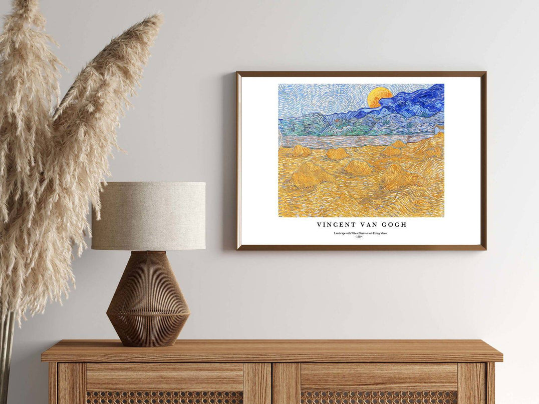 Vincent Van Gogh - Landscape with Wheat Sheaves and Rising Moon Poster