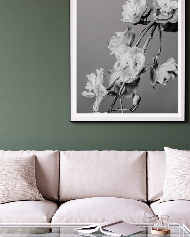Vintage Black and White Floral Poster