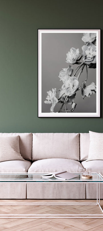 Vintage Black and White Floral Poster