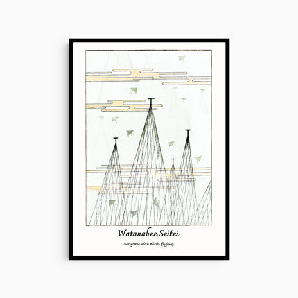 Watanabee Seitei - Skyscape with Birds Flying Poster