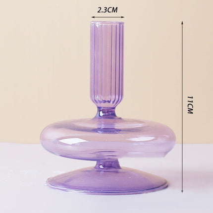 Nordic Creative Glass Candle Holder Purple Single layer