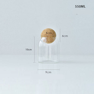 Glass Sealed Kitchen Storage Jar Diameter 90mm Transparent 550ML