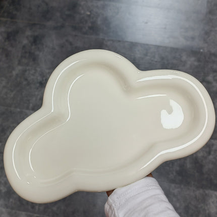Ins Style Good-looking South Korea Cream Tableware Ceramic Cloud Dessert Plate Cream White 23.5x16cm