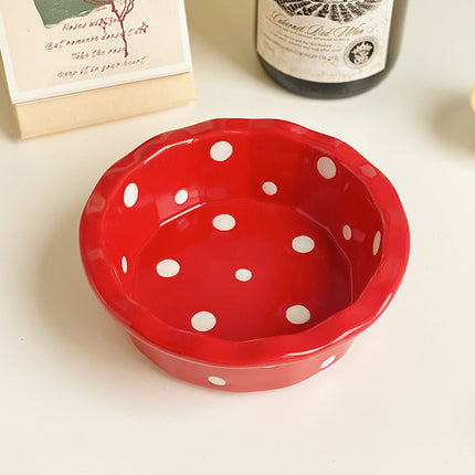 Cute Polka Dot Lace Bowl Red