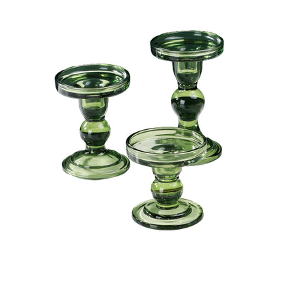 Retro Dark Green Stained Glass Candle Holder