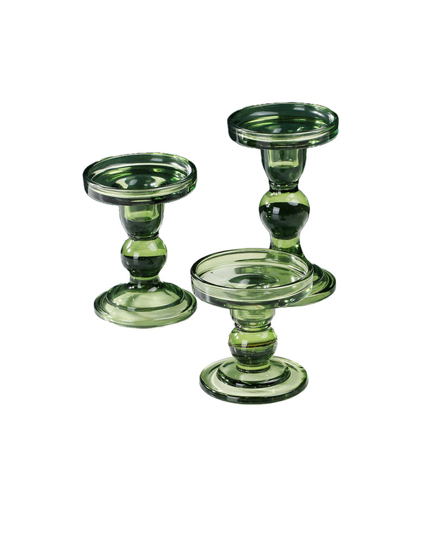 Retro Dark Green Stained Glass Candle Holder