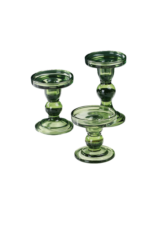 Retro Dark Green Stained Glass Candle Holder