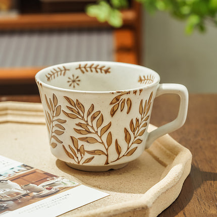 Minimalist Nordic Ceramic Home Hand-painted Mugs Bean Leaf 400ml