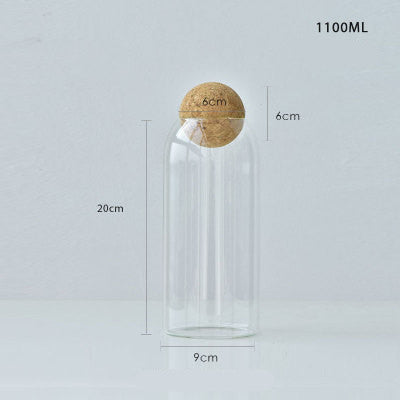 Glass Sealed Kitchen Storage Jar Diameter 90mm Transparent 1100ML