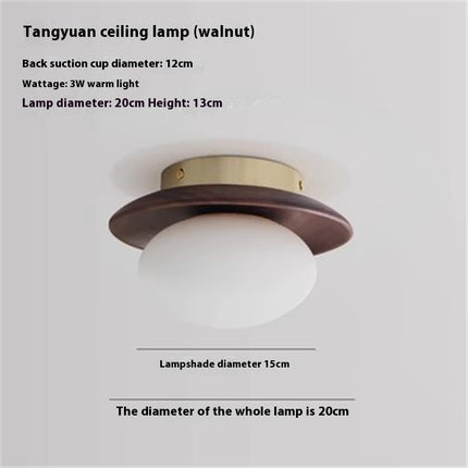 Cream Style Japanese Style Log Bedside Balcony Spherical Living Room TV Wall Wall Lamp 10W Walnut Warm Light