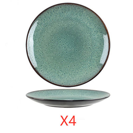 Retro bowls and plates Big flat 4pcs