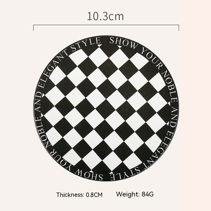 Retro Chessboard Coffee Cup Mat Round Black And White Square