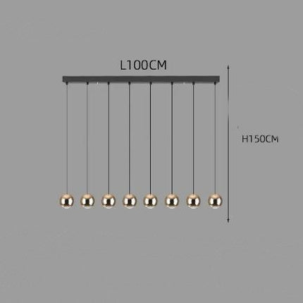 Living Room Ball Long Line Chandelier 8gold long plate