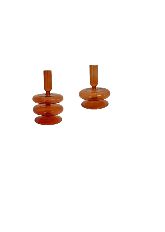 Refound Retro Brown Glass Candle Holder Vintage B&B Model Room Home Decoration Nostalgic Shooting Props