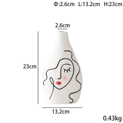 Hand-painted Face Plain Burning Ceramic Vase Soft Decoration V106 A