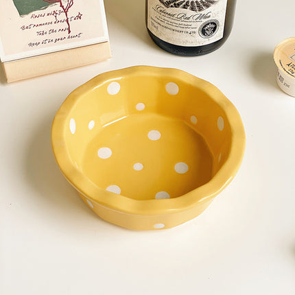 Cute Polka Dot Lace Bowl Yellow