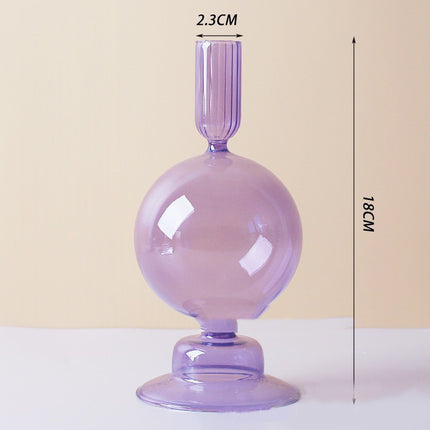 Nordic Creative Glass Candle Holder Purple Spherical
