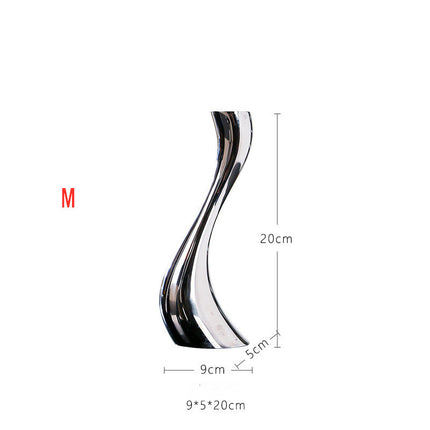 Graceful Curve Swan Ceramic Silver Plated Candle Holder M