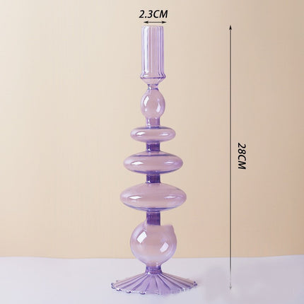 Nordic Creative Glass Candle Holder Purple Striped bottom