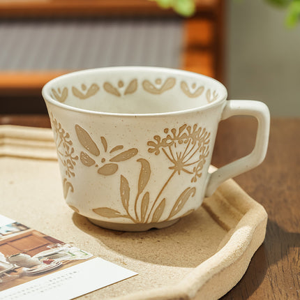 Minimalist Nordic Ceramic Home Hand-painted Mugs Butterfly Chrysanthemum 400ml