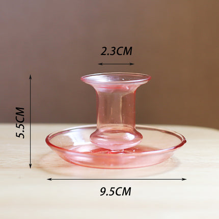Creative Transparent Handmade Glass Candle Holder Decoration Ornaments Pink